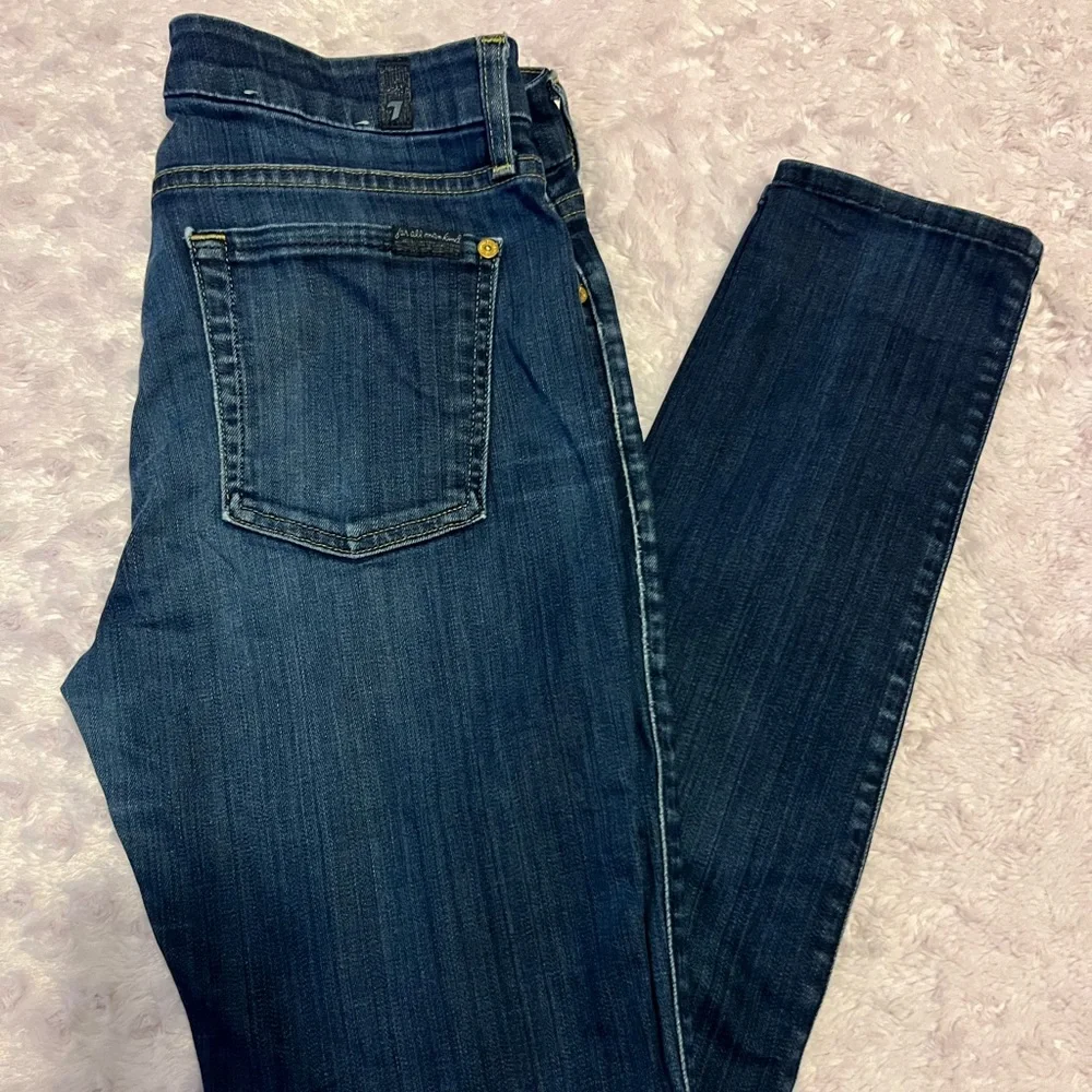 7 For All Mankind Dark Wash Skinny Jeans - Picture 1 of 6